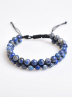 Lapis Lazuli 6mm Çift Sıra Makrome Doğal Taş Bileklik - Görsel 1 - Safnaturel
