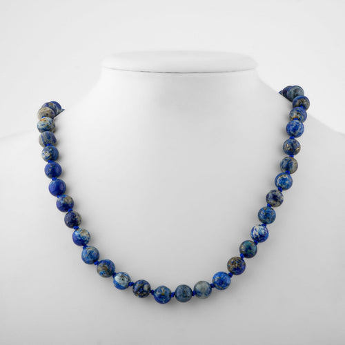 Lapis Lazuli 8 mm Düğümlü Doğal Taş Kolye - Görsel 2 - Safnaturel