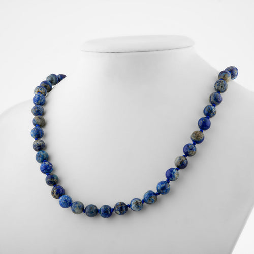 Lapis Lazuli 8 mm Düğümlü Doğal Taş Kolye - Görsel 4 - Safnaturel