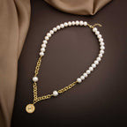 Lapis Lazuli Taşlı İnci Doğal Taş Gümüş Doc Zincir Tasarım Kolye