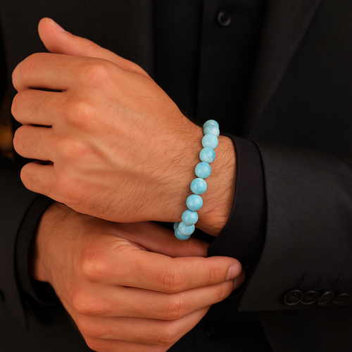 Larimar Doğal Taş Bileklik 8 mm Küre Kesim
