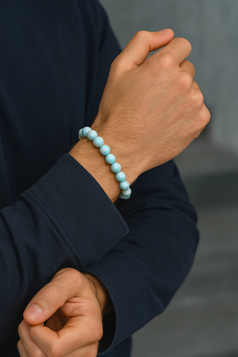 Larimar Doğal Taş Bileklik 8 mm Küre Kesim - Görsel 2 - Safnaturel