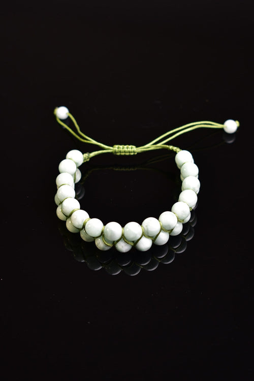 Larimar (Opal ) Doğal Taş Çift Sıra Makrome Bileklik 8 mm