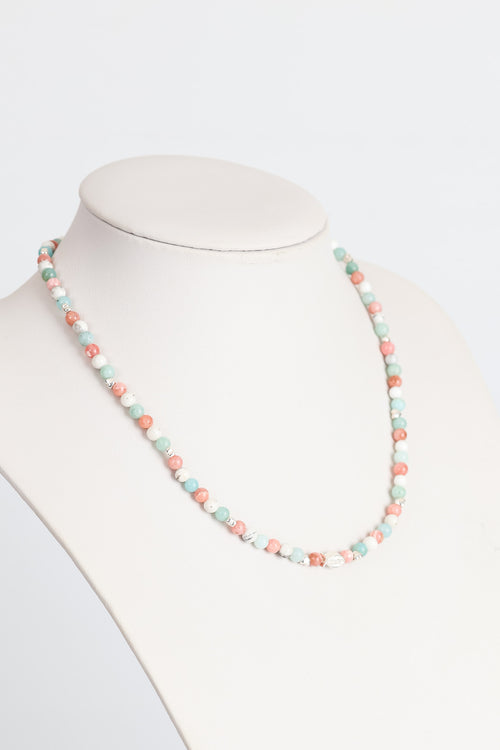 Larimar - Güneş Taşı - Havlit Doğal Taş Gümüş Aparatlı 4 mm Kolye