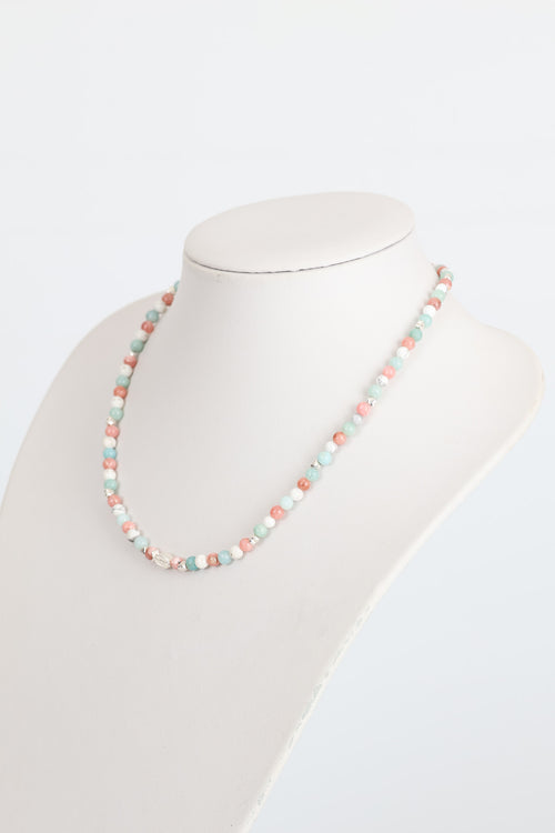 Larimar - Güneş Taşı - Havlit Doğal Taş Gümüş Aparatlı 4 mm Kolye