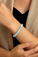 Larimar ( Opal )Doğal Taş 4 x 7 mm Rondel Kesim Bileklik