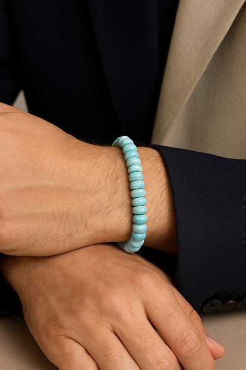 Larimar ( Opal )Doğal Taş 4 x 7 mm Rondel Kesim Bileklik