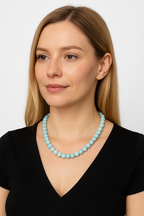 Larimar ( Opal ) Doğal Taş 8 mm Dizi Kolye