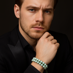 Larimar (Opal ) Doğal Taş Çift Sıra Makrome Bileklik 8 mm