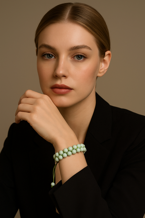 Larimar (Opal ) Doğal Taş Çift Sıra Makrome Bileklik 8 mm