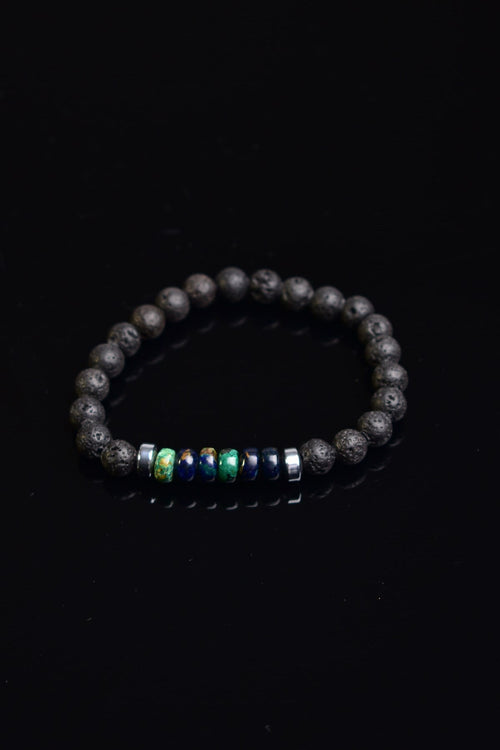 Lav - Azurit - Hematit Doğal Taş Erkek Bileklik