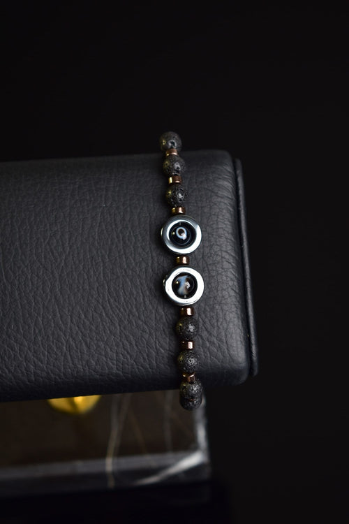 Lav - Göz Akik - Hematit Doğal Taş Unisex Bileklik