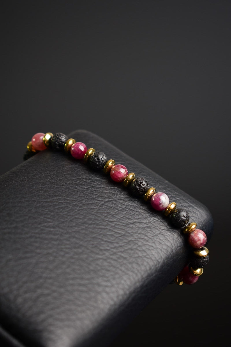 Lav - Turmalin - Hematit Doğal Taş Unisex Bileklik - Görsel 2 - Safnaturel