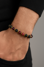 Lav - Turmalin - Hematit Doğal Taş Unisex Bileklik