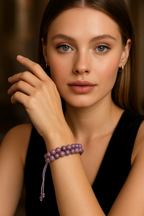 Lepidolite Natural Stone Double Row Macrame Bracelet 8 mm