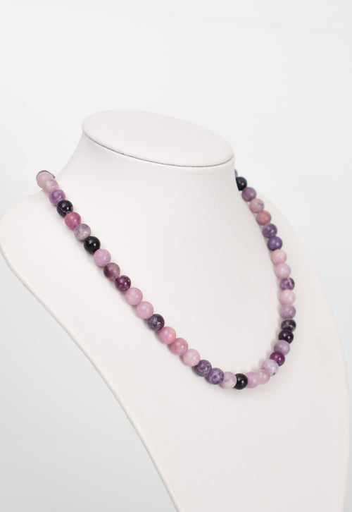 Lepidolit Doğal Taş Dizi Kolye 8 mm