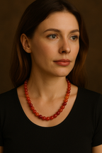 Madagaskar Akiği 8 mm Dizi Doğal Taş Kolye