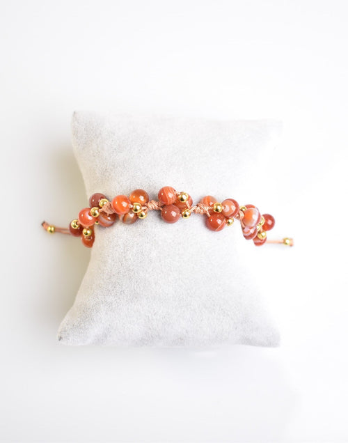 Madagaskar Akik Üçlü Makrome Özel Tasarım Bileklik