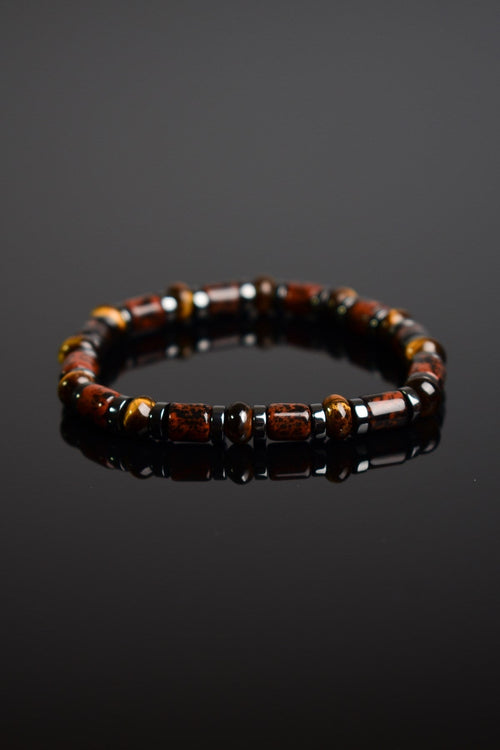 Mahogany Obsidyen - Kaplan Gözü - Hematit Doğal Taş Unisex Bileklik