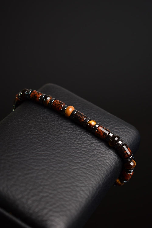 Mahogany Obsidyen - Kaplan Gözü - Hematit Doğal Taş Unisex Bileklik