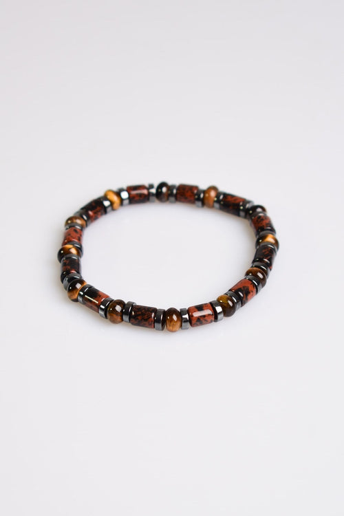 Mahogany Obsidyen - Kaplan Gözü - Hematit Doğal Taş Unisex Bileklik