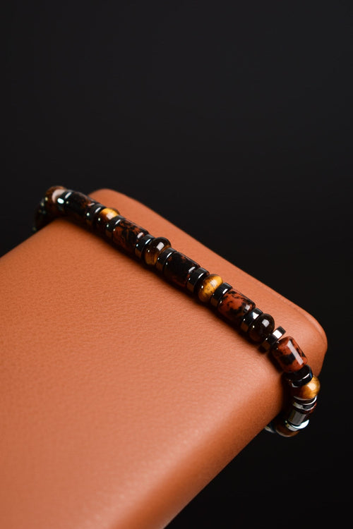 Mahogany Obsidyen - Kaplan Gözü - Hematit Doğal Taş Unisex Bileklik