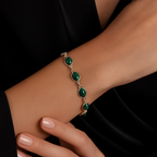 Malakit Doğal Taş 925 Ayar Gümüş Bileklik