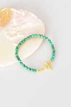 Malakit Doğal Taş 925 Ayar Gümüş Kapama Bileklik - Ayışığı Koleksiyonu