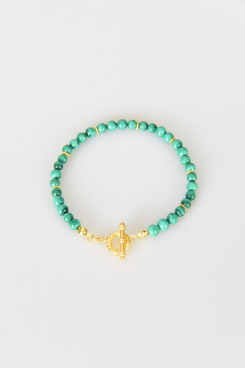 Malakit Doğal Taş 925 Ayar Gümüş Kapama Bileklik - Ayışığı Koleksiyonu