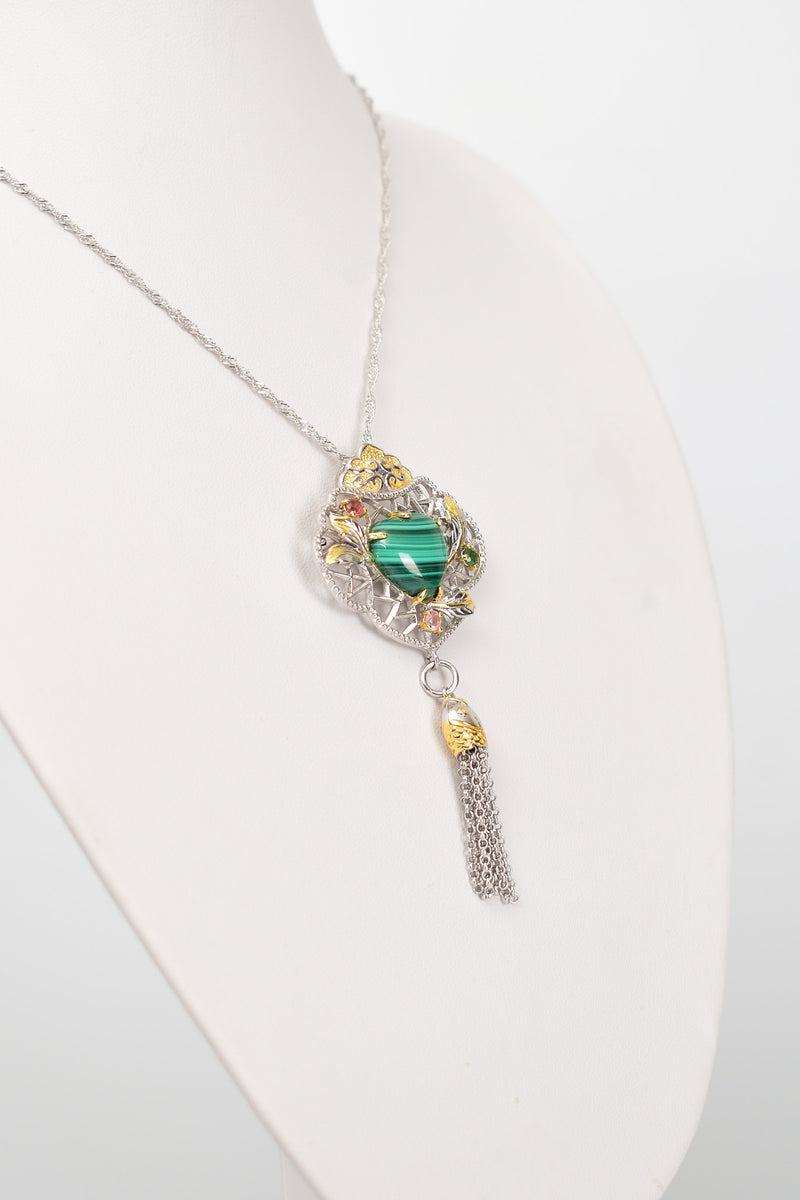 Malakit Doğal Taş 925 Ayar Gümüş Kolye - Görsel 5 - Safnaturel