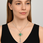 Malakit Doğal Taş 925 Ayar Gümüş Kolye