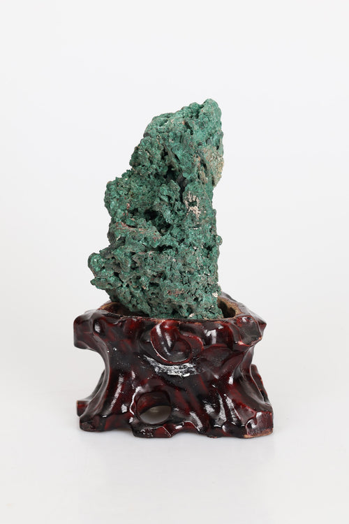 Malakit Doğal Taş Ahşap Standlı Parça