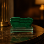 Malakit Doğal Taş Cam Standlı Ham Parça