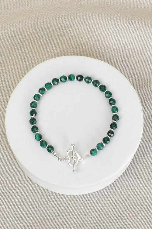 Malachite Natural Stone Silver Bracelet