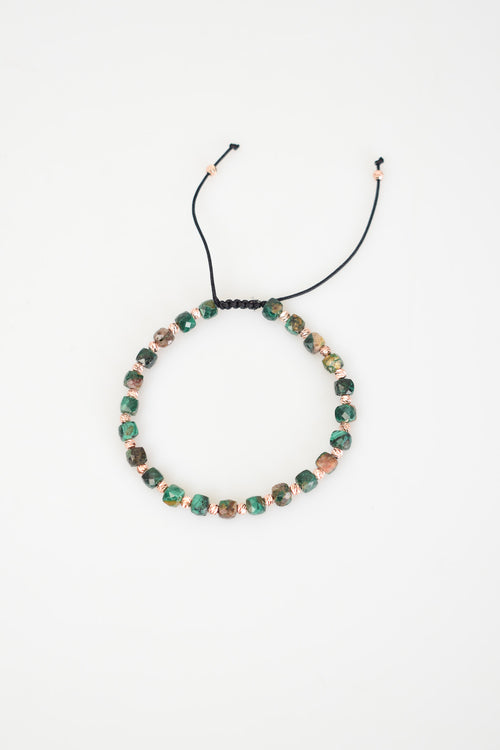 Malakit Doğal Taş Makrome Örme Bileklik Küp Kesim