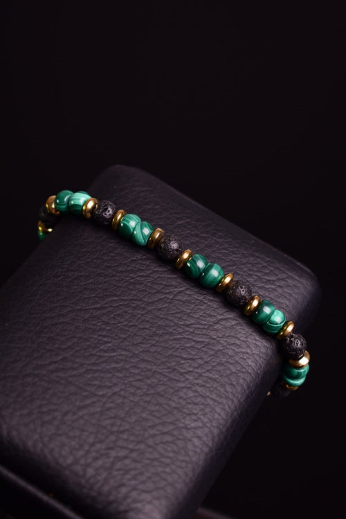 Malakit - Hematit - Lav Doğal Taş Unisex Bileklik