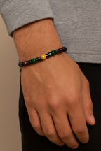 Malakit - Lal Garnet - Hematit Doğal Taş Erkek Bileklik