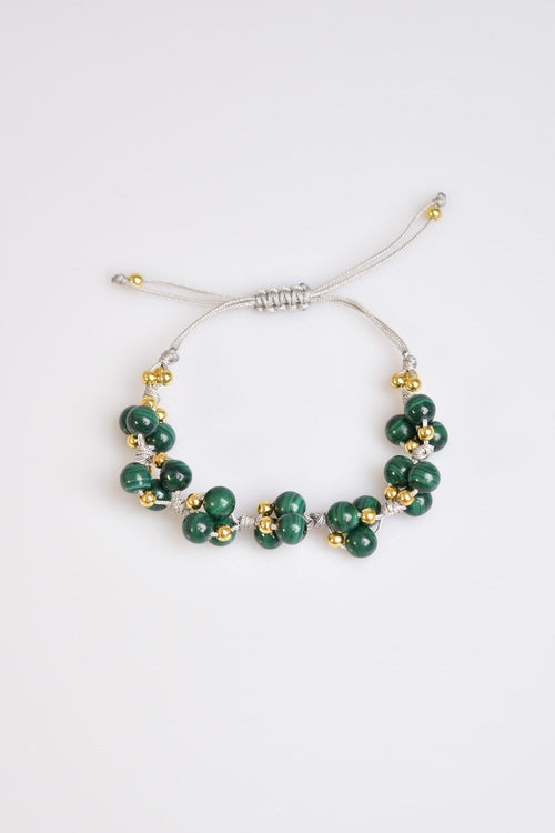 Malakit Üçlü Makrome Özel Tasarım Bileklik 6 mm