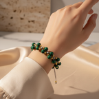 Malakit Üçlü Makrome Özel Tasarım Bileklik 6 mm
