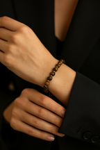 Matte Tiger Eye Natural Stone Macrame Knit Bracelet