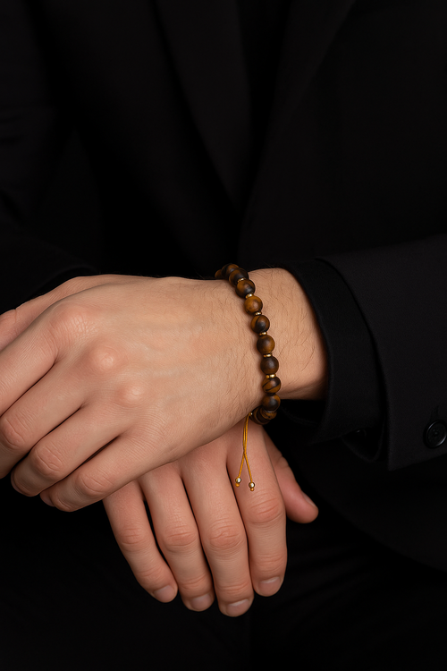 Mat Kaplan Gözü Doğal Taş Makrome Örme Bileklik