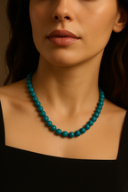 Mavi Apatit 8 mm Dizi Doğal Taş Kolye