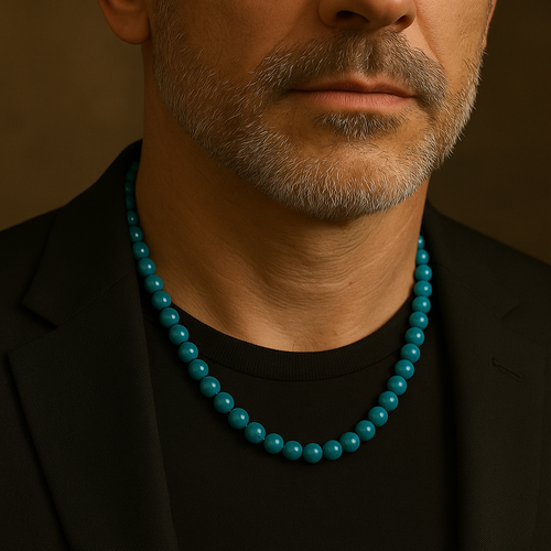 Mavi Apatit 8 mm Dizi Doğal Taş Kolye