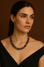 Mor Florit 8 mm Dizi Doğal Taş Kolye