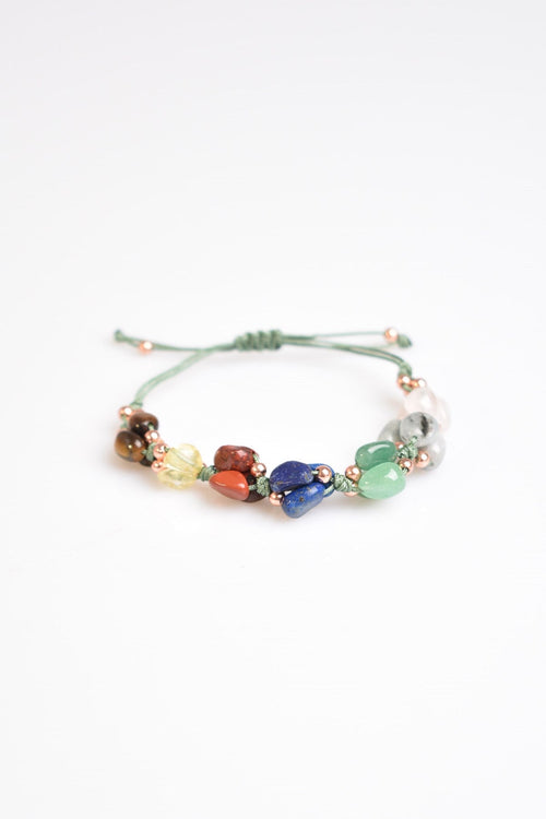 Sertifikalı Naturel Kesim Doğal Taş Makrome Bileklik – Akuamarin, Jasper, Kaplan Gözü