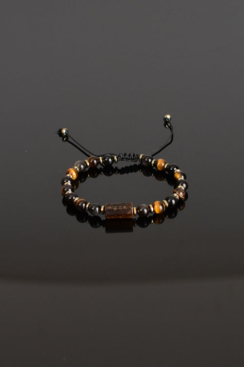 Obsidyen - Kaplan Gözü Doğal Taş Makrome Bileklik