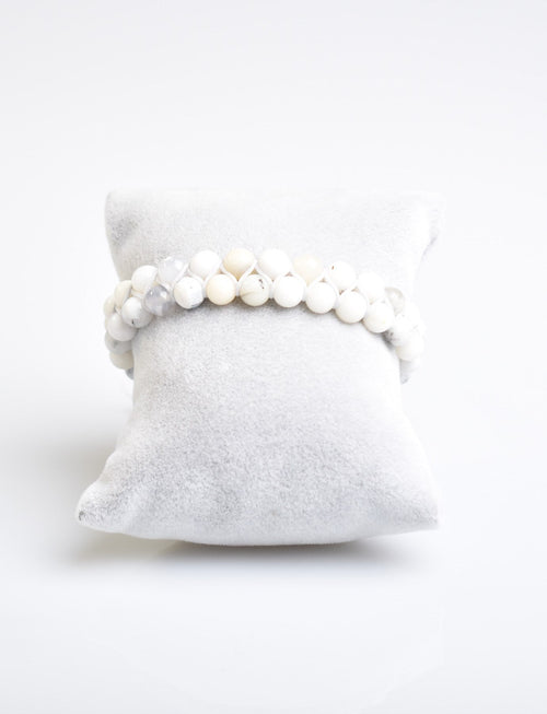 Opal 6mm Çift Sıra Makrome Doğal Taş Bileklik