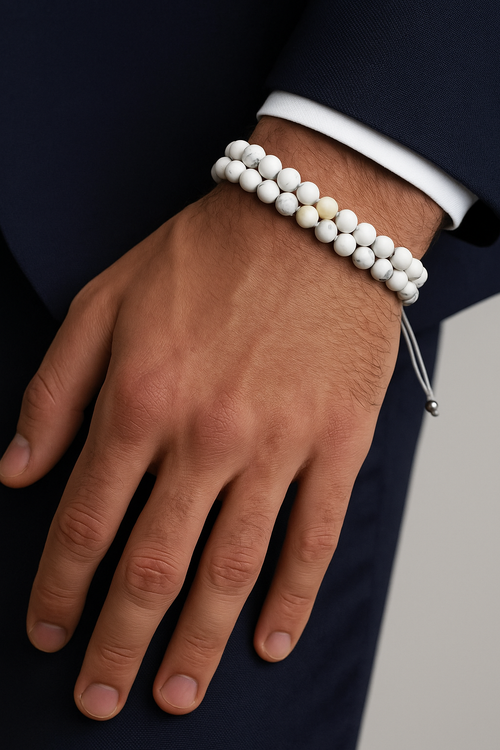 Opal 6mm Çift Sıra Makrome Doğal Taş Bileklik