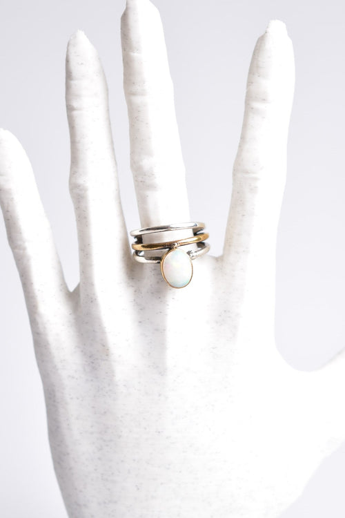 Opal Doğal Taş 925 Ayar Gümüş Yüzük