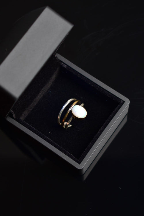 Opal Doğal Taş 925 Ayar Gümüş Yüzük